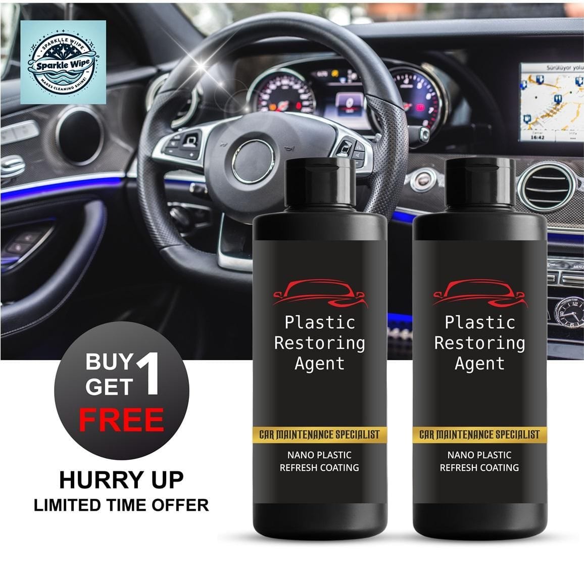 Plastic Restoring Agent (Set of 2) | Car Washes Coating Shine Plastic Restore Agent Interior Exterior Plastic Restoring Agent (Set of 2)