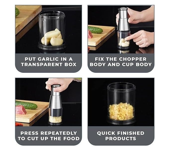 Portable Handpress Onion Garlic Chopper | Chopper Food Processor Manual Mini Compact Potable Chopper Home & Kitchen Hand Press Garlic Chopper