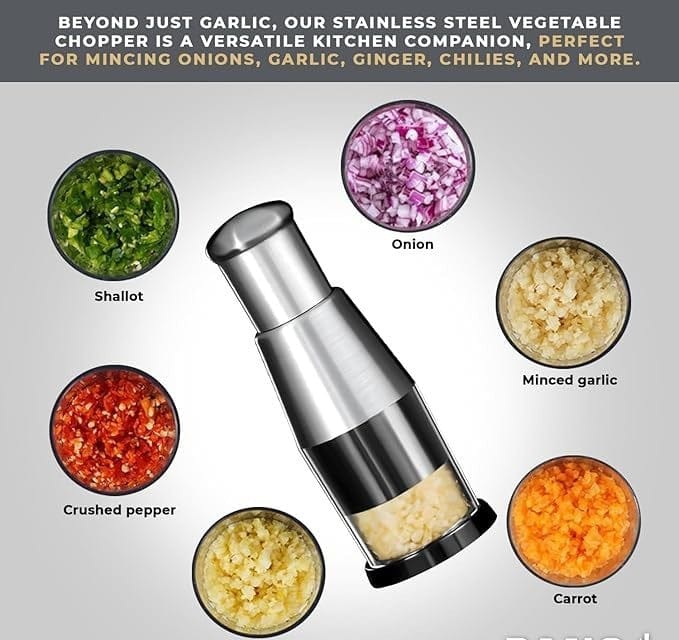 Portable Handpress Onion Garlic Chopper | Chopper Food Processor Manual Mini Compact Potable Chopper Home & Kitchen Hand Press Garlic Chopper