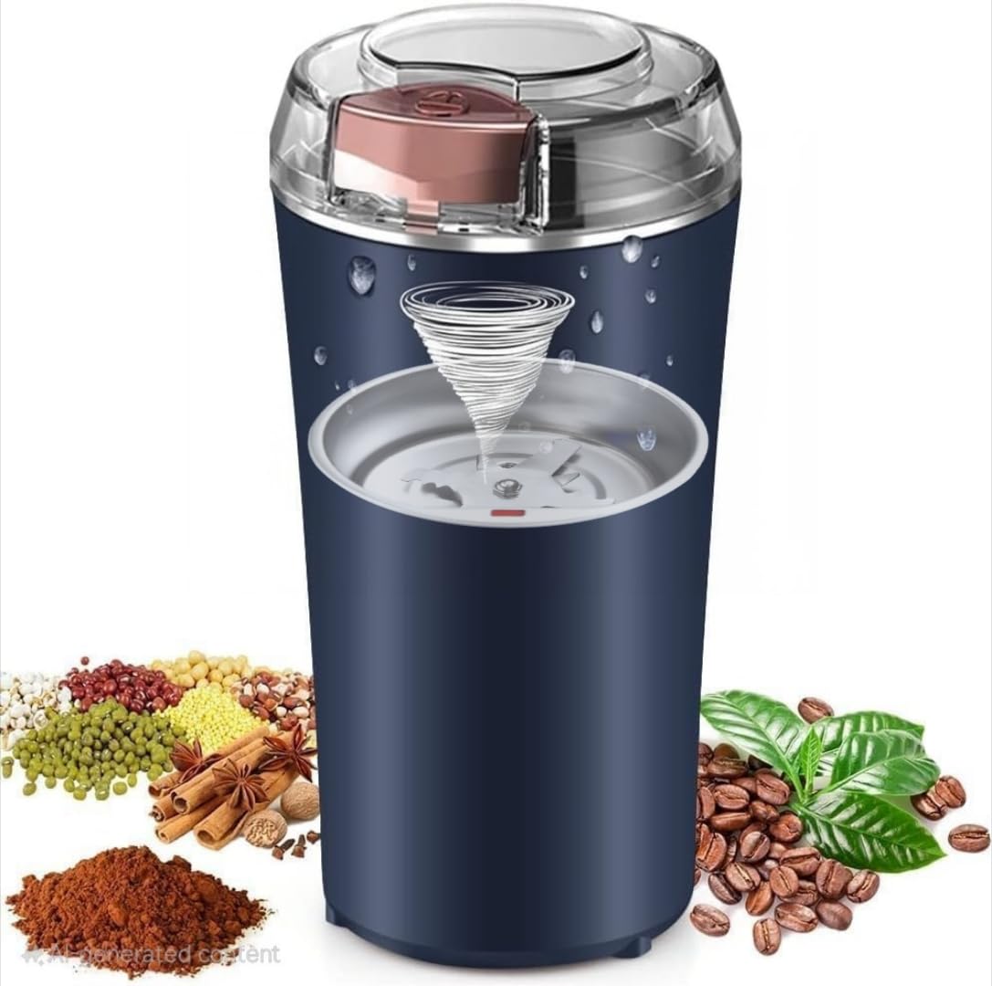 Portable Spice & Coffee Grinder Portable Grinder with Powerful Stainless Steel Blades – One-Touch Quick Grinding for Masala, Spices, Nuts, Grains & Coffee