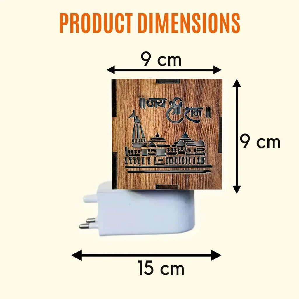 Ram Mandir Kapoor Burner | Ayodhya Ram Mandir Wooden Temple Kapoor Dani Camphor Diffuser - Pack of 1 - 3-in-1 Ayodhya Ram Mandir Electric Aroma Burner & Night lamp