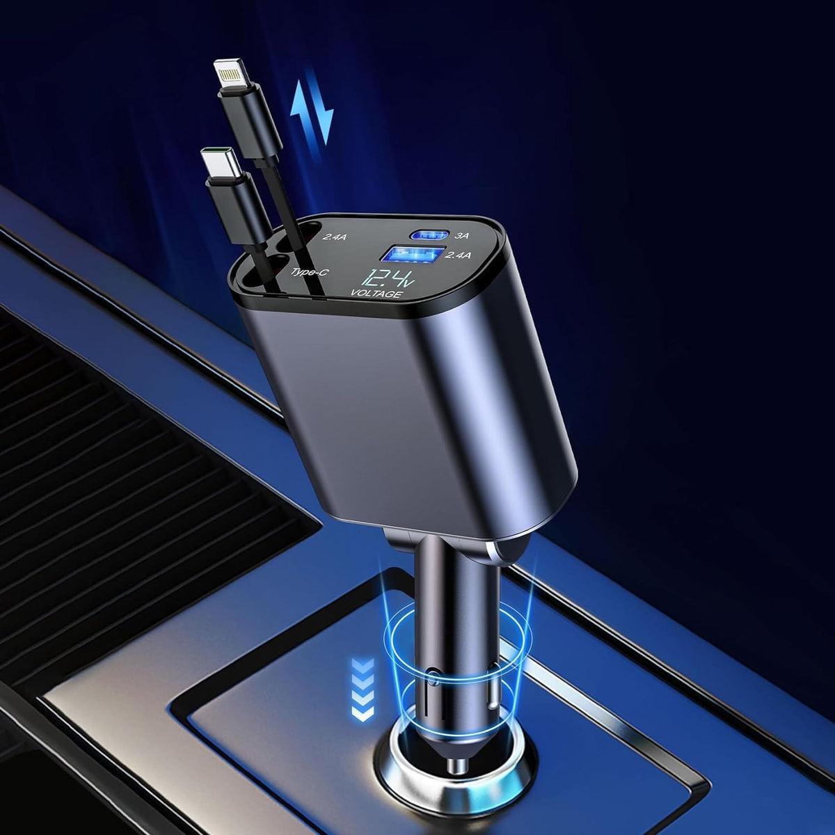 Retractable 4-in-1 Car Charger