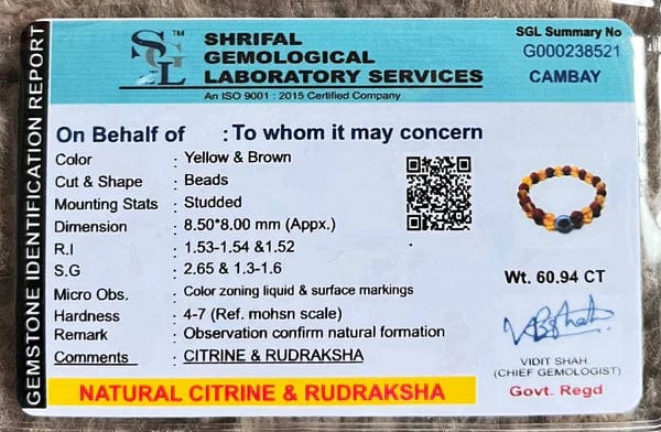 Rudraksha Citrine Crystal Bracelet (Pack of 2) | Citrine Bracelet Rudraksha Crystal Bracelets For Men And Women Rudraksha Citrine Crystal Bracelet (Pack of 2) Zaavio®