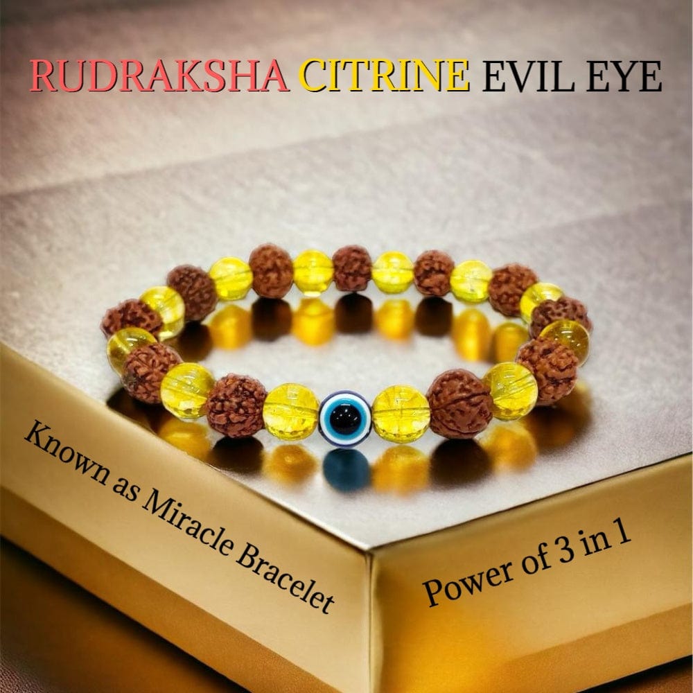 Rudraksha Citrine Crystal Bracelet (Set of 2) | Citrine Bracelet Rudraksha Crystal Bracelets For Men And Women Rudraksha Citrine Crystal Bracelet (Set of 2)