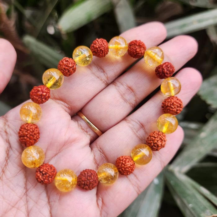 Rudraksha Citrine Crystal Bracelet (Set of 2) | Citrine Bracelet Rudraksha Crystal Bracelets For Men And Women Rudraksha Citrine Crystal Bracelet (Set of 2)