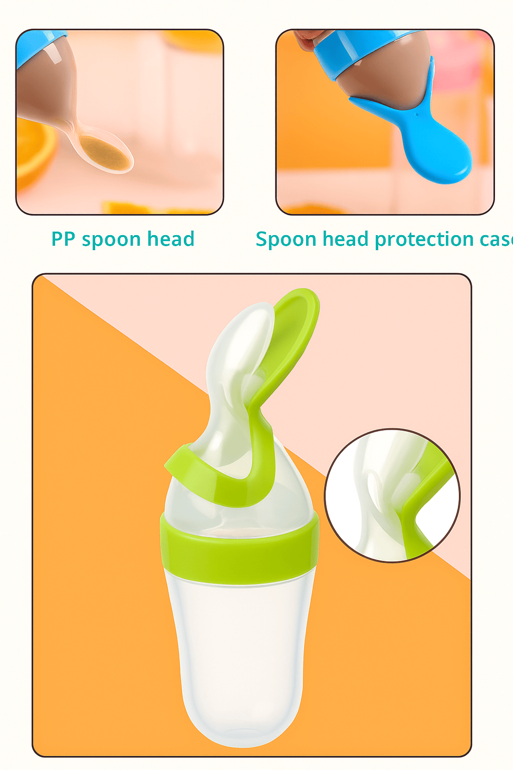 Silicone Baby Food Dispensing Spoon Bottle | Baby Food Feeding Bottle Silicone Spoon Feeder For Infants Silicone Baby Food Dispensing Spoon Bottle