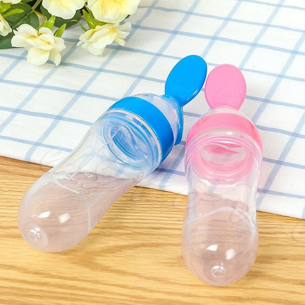 Silicone Baby Food Dispensing Spoon Bottle | Baby Food Feeding Bottle Silicone Spoon Feeder For Infants Silicone Baby Food Dispensing Spoon Bottle