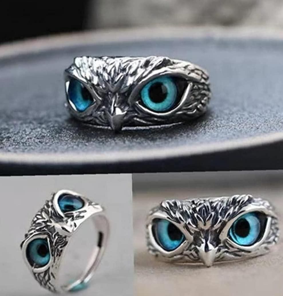 Silver Plated Owl Ring Stone Rings For Men (Pack of 2) Owl Ring (Buy 1 Get  Free)