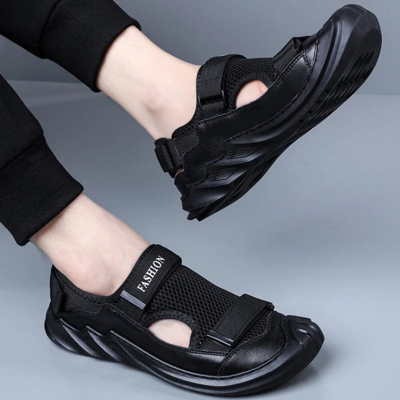 SoleGlidez™ | Shoes For Men Walking mens Footwear Trendy Summer Shoe SoleGlidez™ Men's Buckled Knitted Orthopaedic Sandals Zaavio.co®