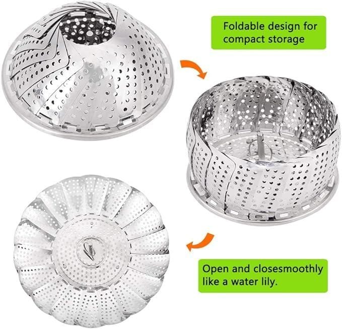 Stainless Steel Steamer basket for Veggie/Seafood with Safety Tool Stainless Steel Steamer basket for Veggie/Seafood with Safety Tool
