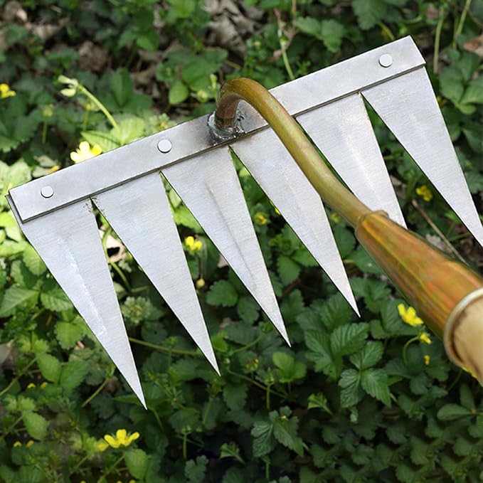 Steel Nail Rake | Garden Tools Planting Implements Rake Tool Equipment  5 Teeth Weeding Tool🌱  -11,000+ Farmers’ Trusted
