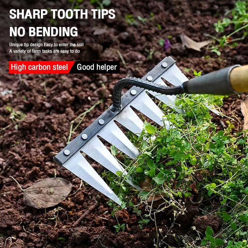 Steel Nail Rake | Garden Tools Planting Implements Rake Tool Equipment  5 Teeth Weeding Tool🌱  -11,000+ Farmers’ Trusted