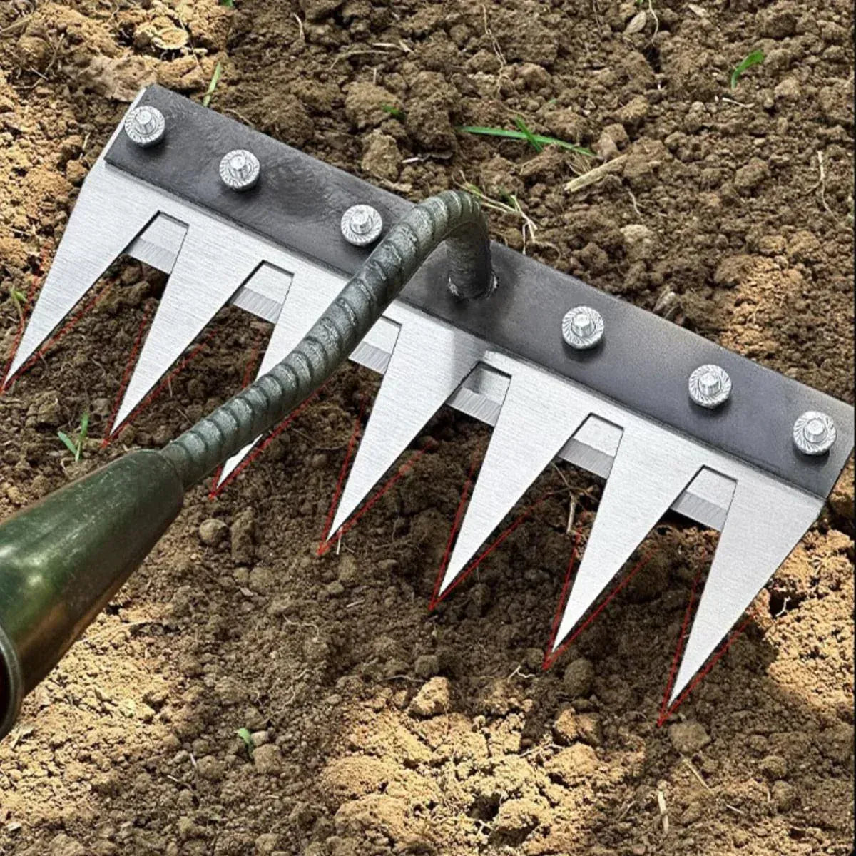 Steel Nail Rake | Garden Tools Planting Implements Rake Tool Equipment  5 Teeth Weeding Tool🌱  -11,000+ Farmers’ Trusted
