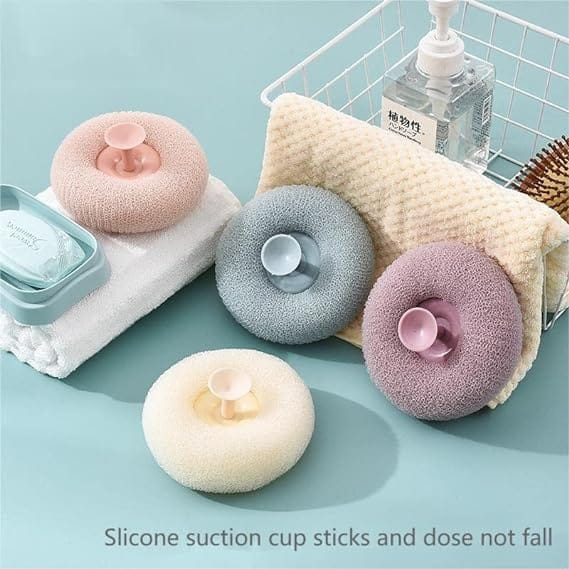 Suction Cup Loofah - Set of 3 | Loofah For Bath Bathroom Shower Bath Cup Suction Bathing Products Suction Cup Loofah - Set of 3