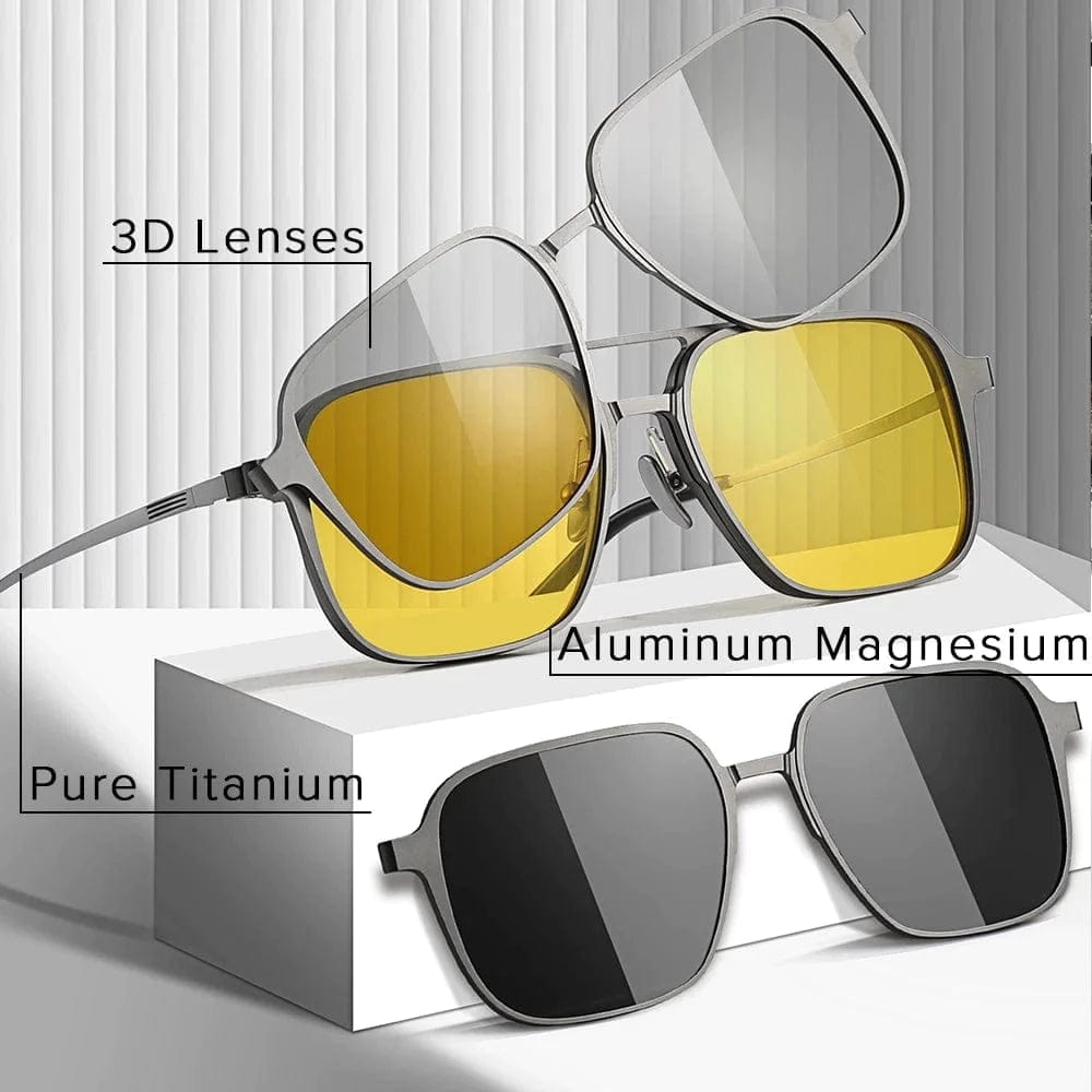 Sunglasses For Men Polarised Magnetic Sunglasses Frame Night Glasses - 3-in-1 Magnetic Polarized Sunglasses 3-in-1 Magnetic Polarized Sunglasses