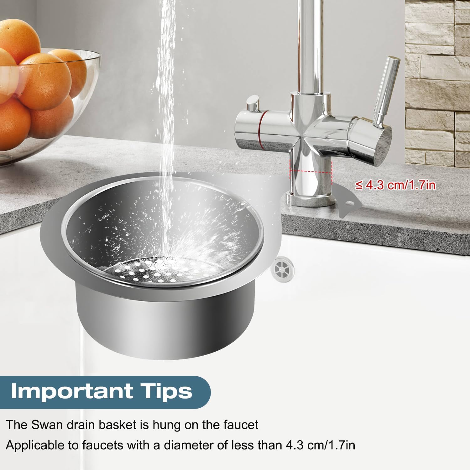 Swan Sink Strainer Basket | Stainless Kitchen Sink Basket Strainer Drain Kitchen Essential Home & Kitchen Swan Sink Strainer Basket