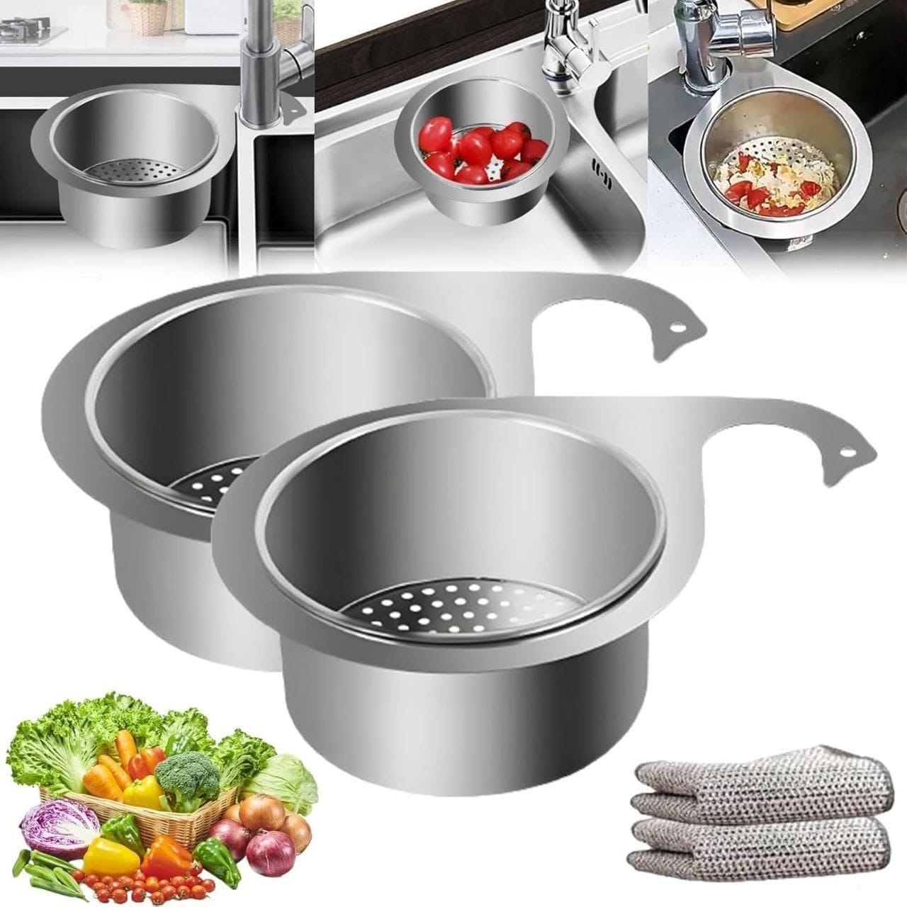 Swan Sink Strainer Basket | Stainless Kitchen Sink Basket Strainer Drain Kitchen Essential Home & Kitchen Swan Sink Strainer Basket