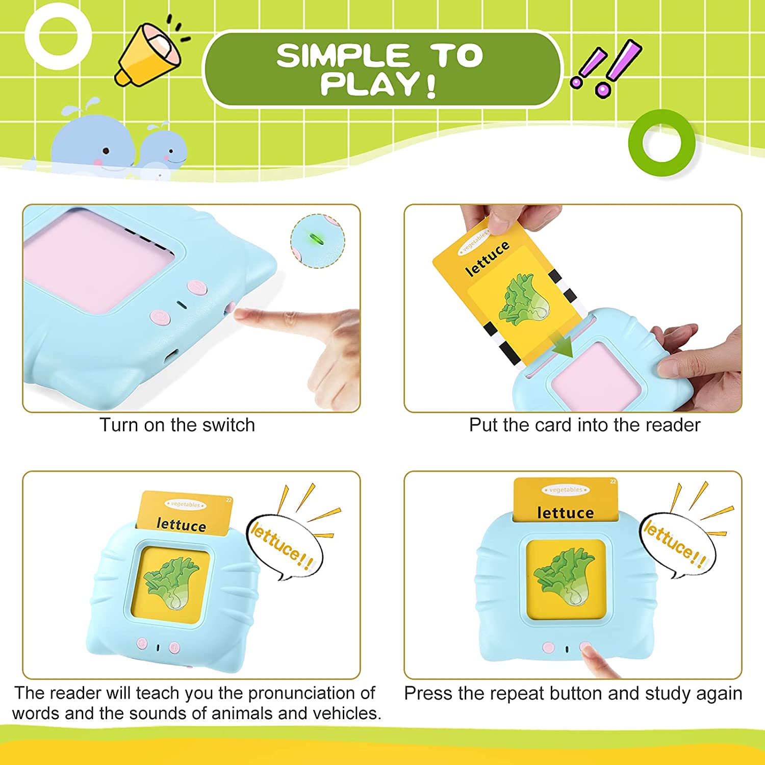 Talkixy™ | Toys For Kids Childrens Gift Educational Learning Toy Talkixy™ Talking Flash Cards Zaavio®