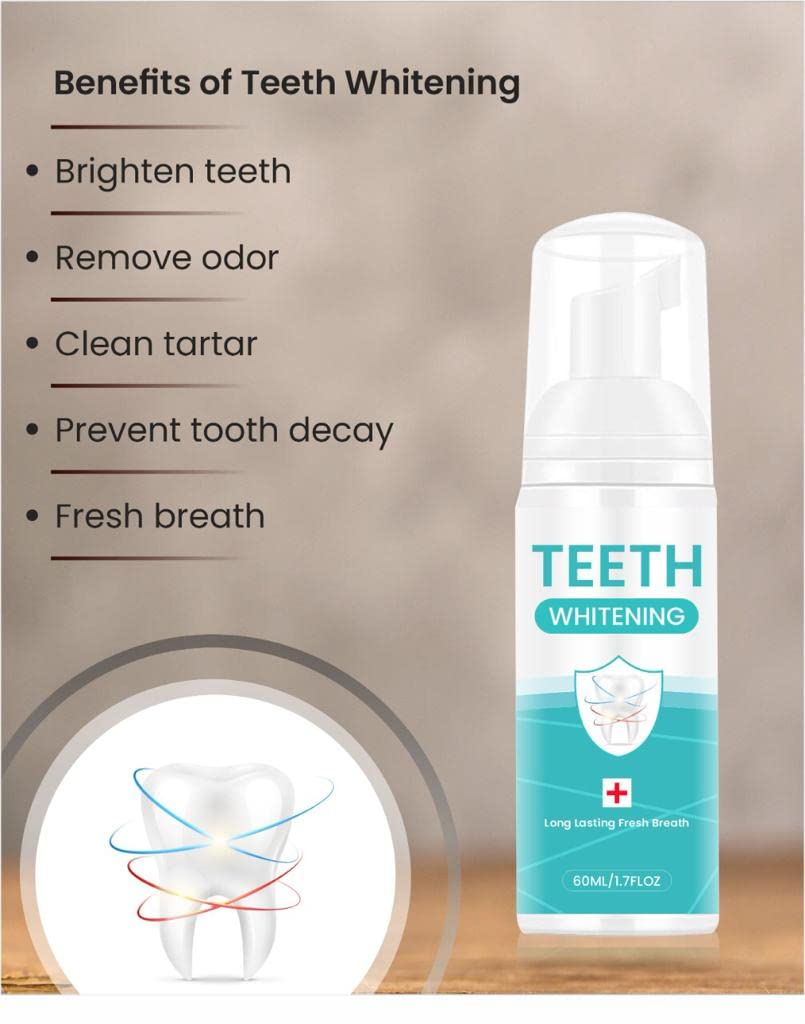 Teeth Whitening Mousse Foam Toothpaste Dental Stain Tartar Remover (Set of 2) Foam Toothpaste (Set of 2)