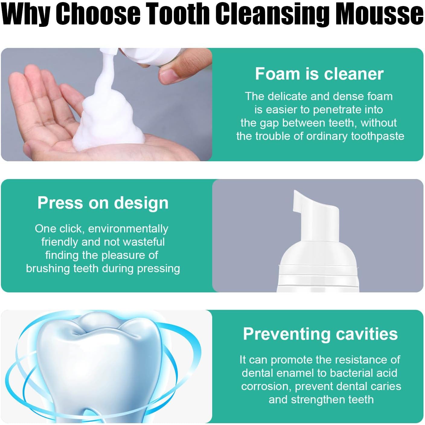 Teeth Whitening Mousse Foam Toothpaste Dental Stain Tartar Remover (Set of 2) Foam Toothpaste (Set of 2)