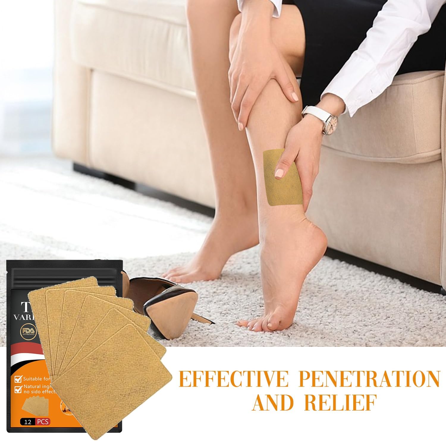 Turmeric Varicose Vein Patches (Pack of 10) | Skin Patches Visible Veins On Legs Vein Flow Relief For Muscular Pain Turmeric Varicose Vein Patches (Pack of 10) Zaavio®