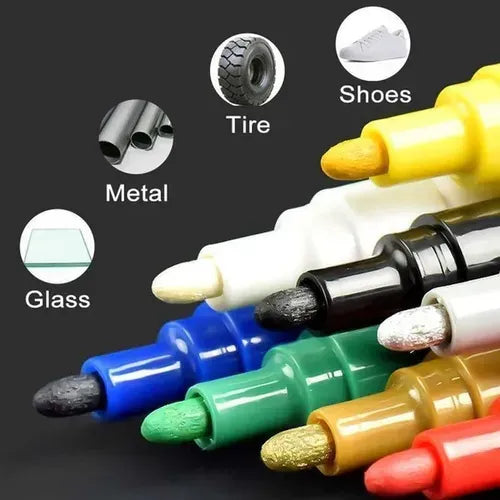 UniMarkerz (Set of 12 Pens) | Marker Pen Highlighter Tire Paint Pen Waterproof  UniMarkerz Multipurpose Waterproof Tire Paint Pen (Set of 12 Pens)
