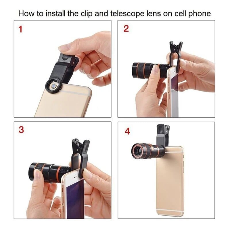 Vision Monocular Telescope Binoculars - 12x HD Optical Zoom Camera Telescope Lens Large Phone Telescope