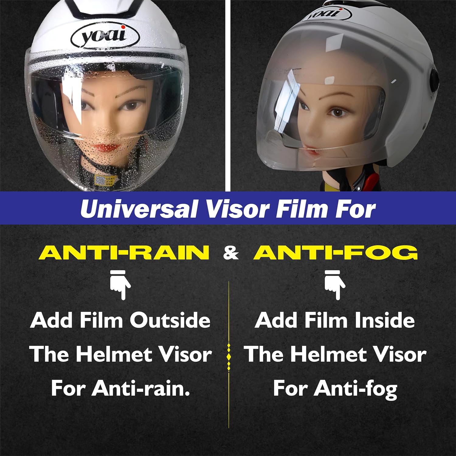 VisorVeil™️ | Helmet Safe Motorcycle Visor Anti Fog Helmet Sticker Antirain VisorVeil™ Photochromic Anti-Fog Helmet Film Zaavio.co®