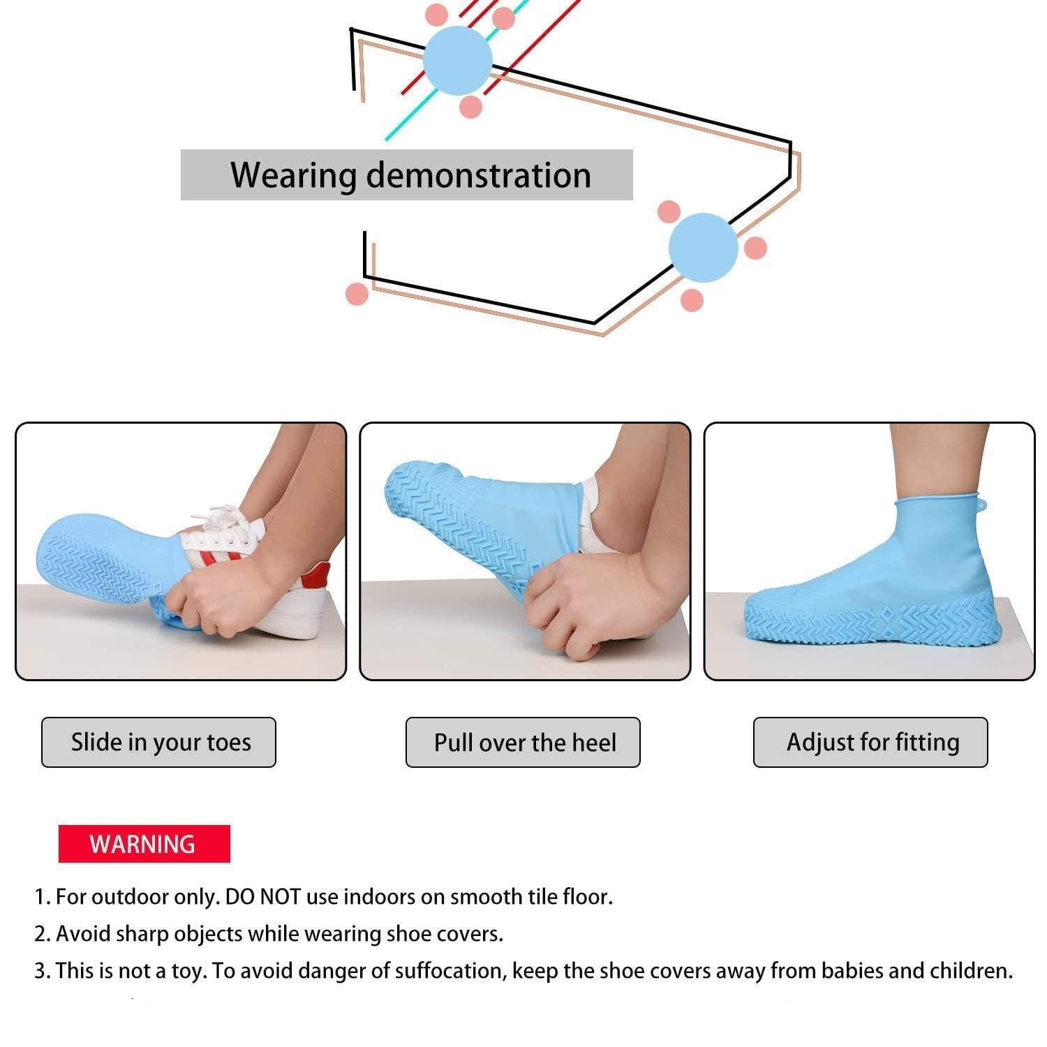 Waterproof Rainproof Shoes Cover Water Resistant Silicone Shoe Covers Waterproof Shoe Covers (Set of 2)