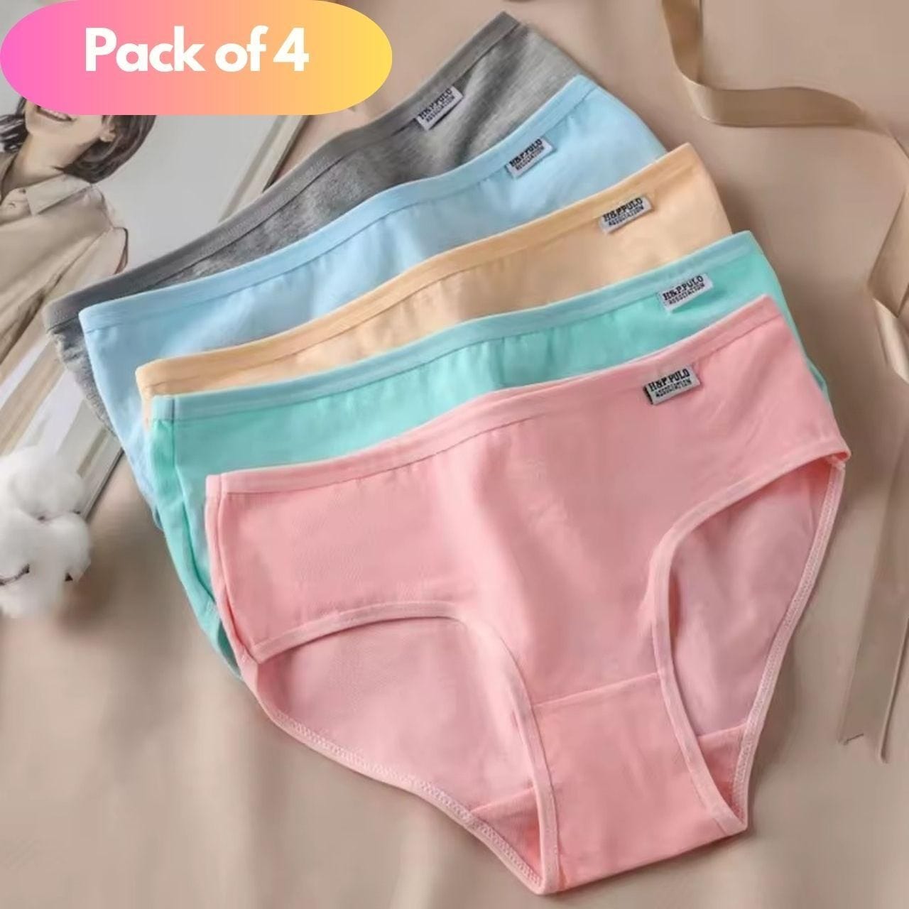 Women's Cotton Comfortable Underwear Set of 4 Women's Cotton Comfortable Underwear Set of 4