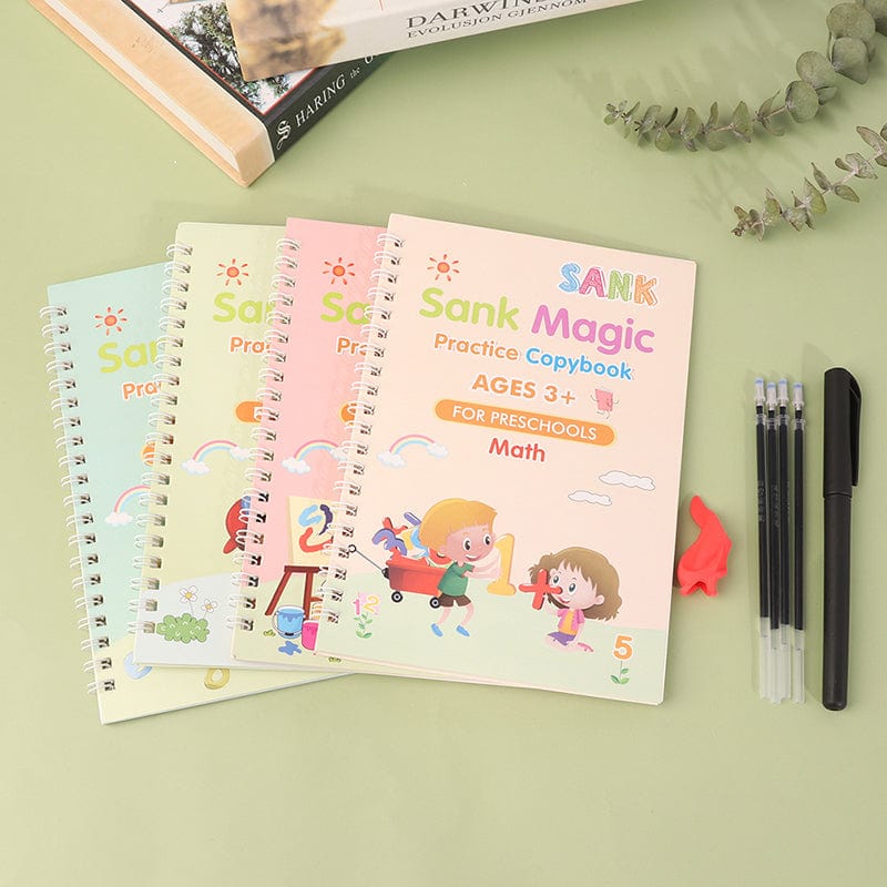 Writiox™ | Handwriting Practice Letters ABC Tracing Sheets kindergarten Writiox™ Magic Practice Copybook (4 BOOKS,1 PEN,1 GRIP,10 REFILL) Zaavio.co®