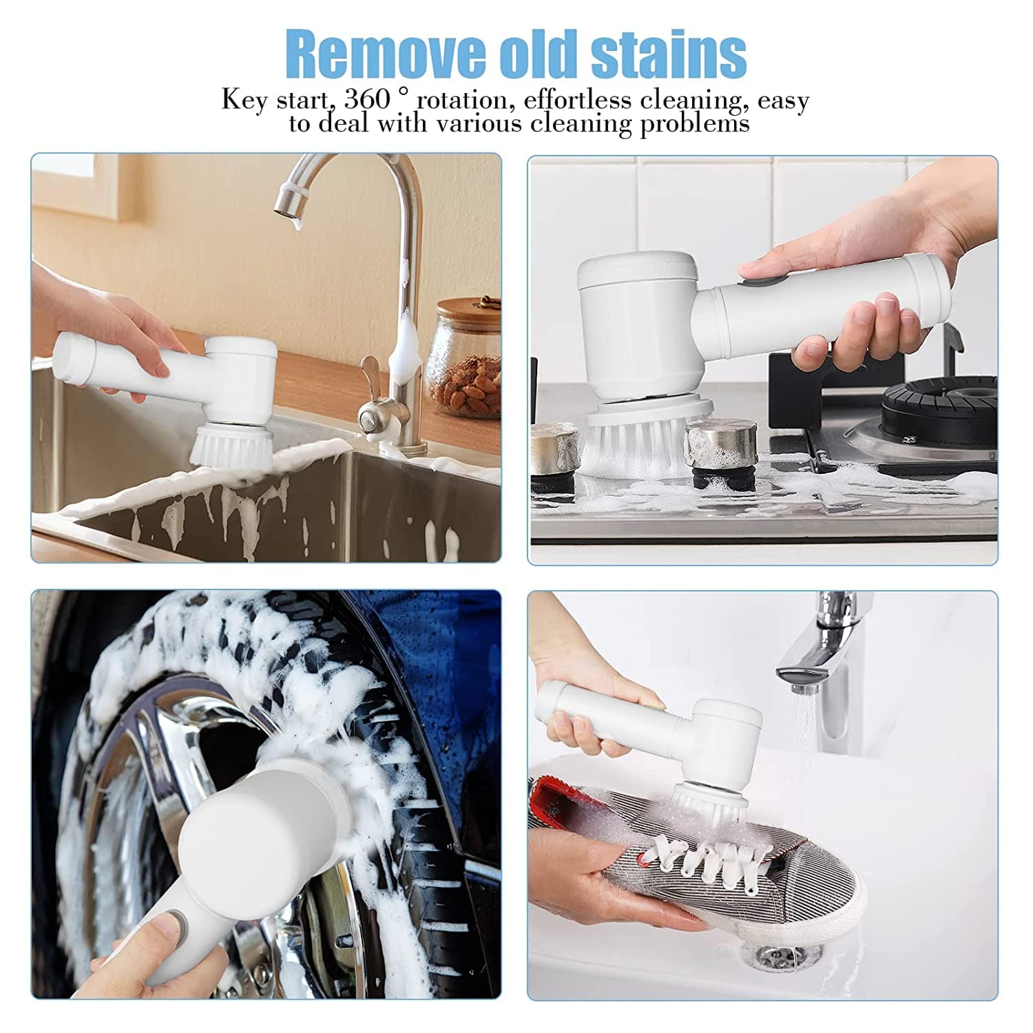 Bathroom Cleaning Brush Electric Scrubber Brush For Bathroom 3-in-1 Electric Cleaning Brush