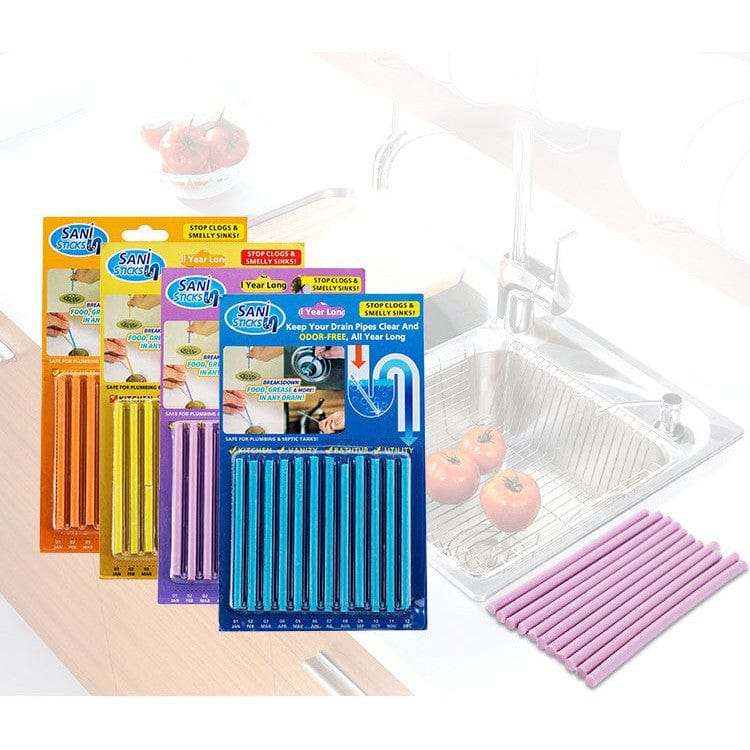 Drain Cleaner Block Pipe Clogged Sink Basin Clear Stick Drain Cleaner Sticks - Set Of 12