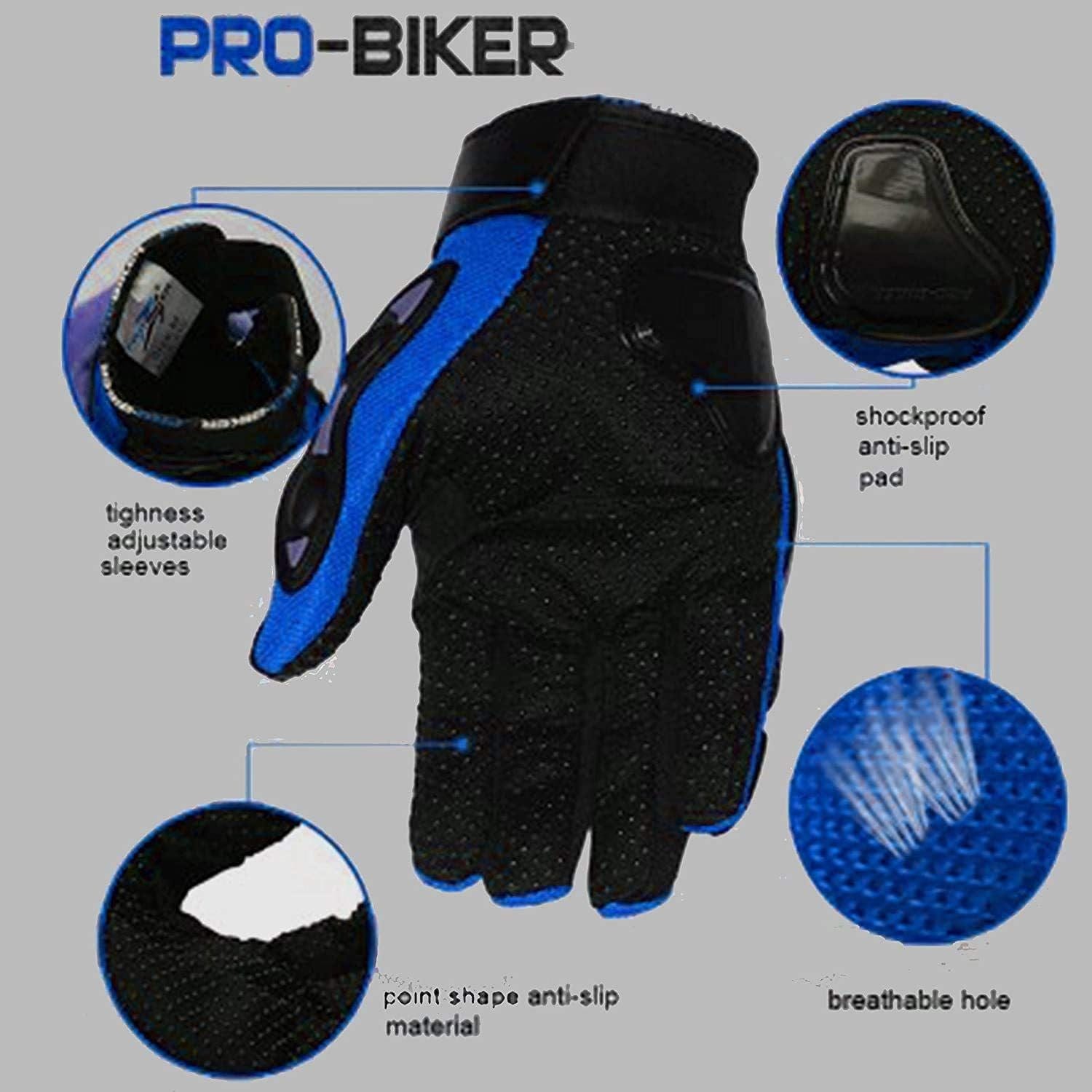 Free Size Probiker Synthetic Leather Motorcycle Gloves ( Blue ) Zaavio®