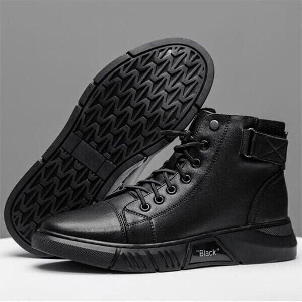 Hand-Made Mens Casual Black Leather Boots 7 Hand-Made Mens Casual Black Leather Boots