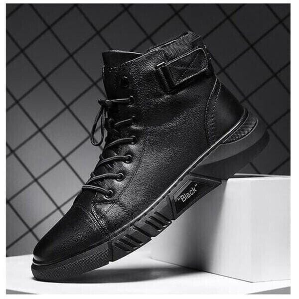 Hand-Made Mens Casual Black Leather Boots 9 Hand-Made Mens Casual Black Leather Boots