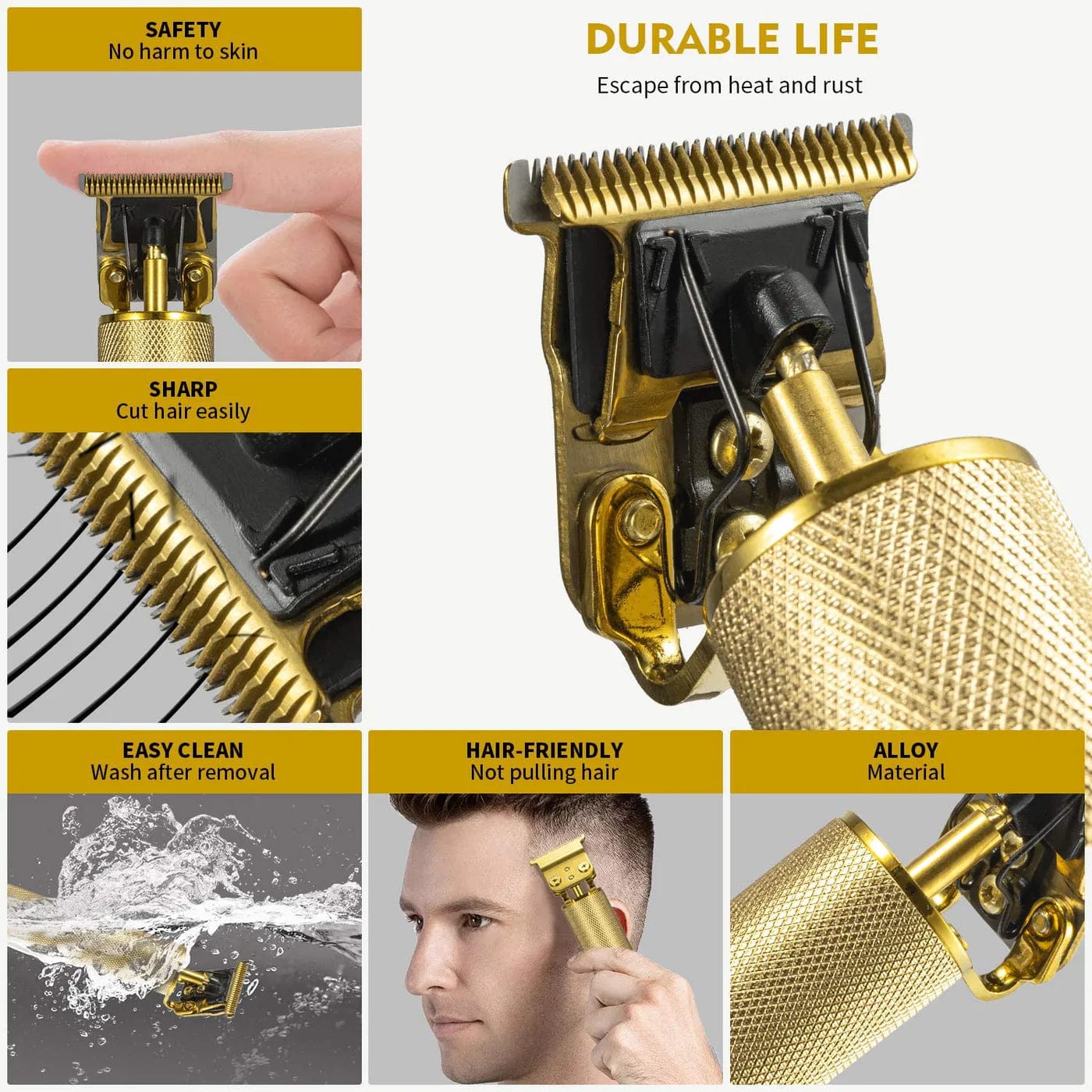 Mens Trimmer Beard Clipper Cutting Machine Hair Shaving Razor Trimmer + 4 Attachments Men's Beard Trimmer