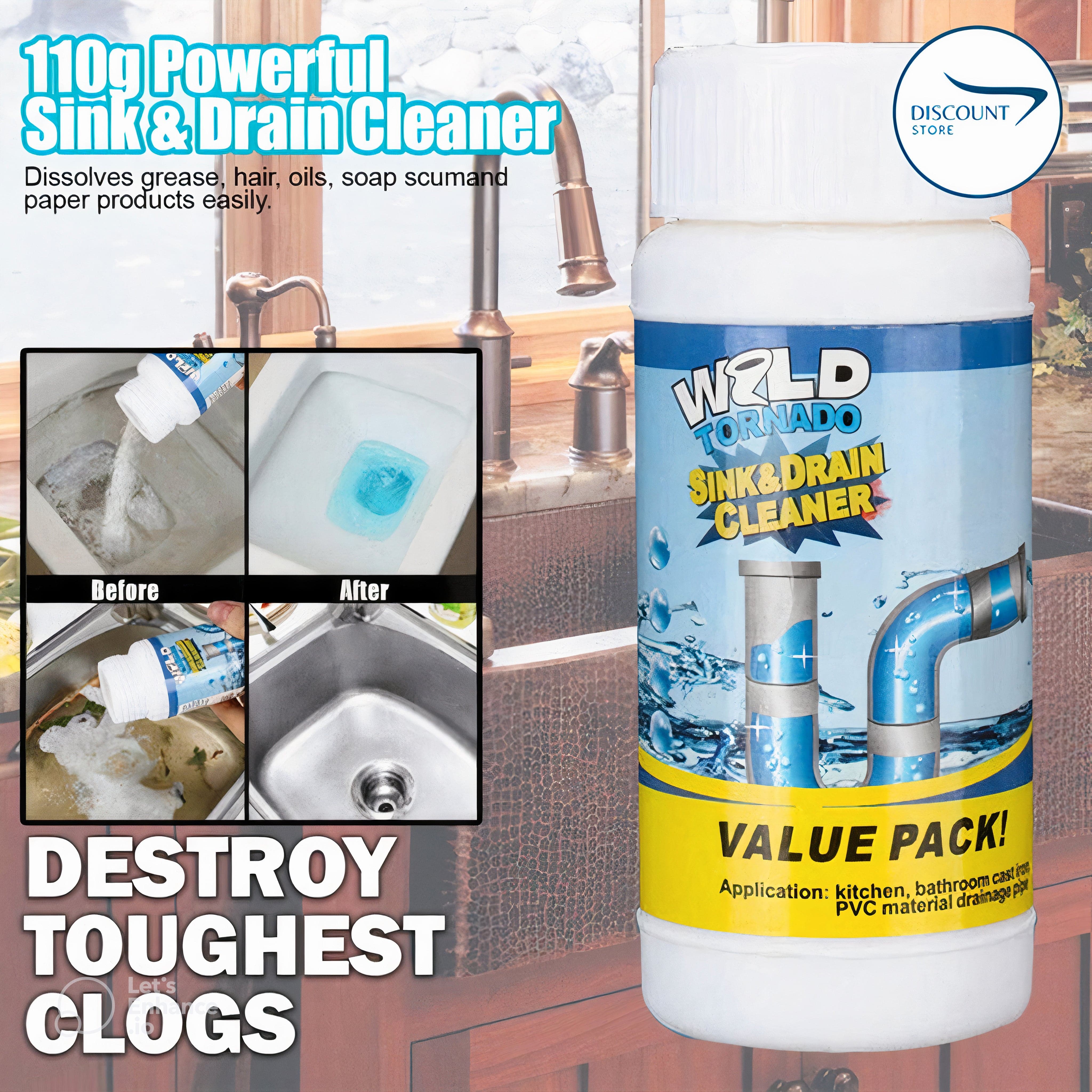 Powerful Drain & Sink Cleaner (Buy 1 Get 1 Free) Powerful Drain & Sink Cleaner (Buy 1 Get 1 Free)